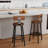 Set of 2 30" Counter Height Bar Stools – Walnut Wooden Barstools with Steel Frame, Wood Seat & Back for Kitchen Island or Pub Table-1414400292-1414400294