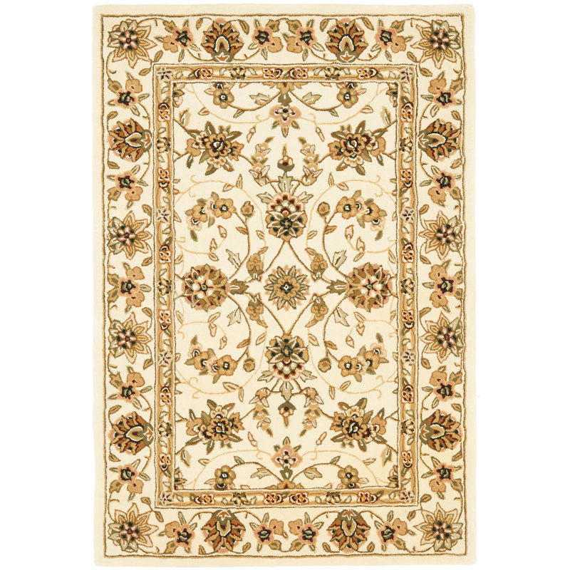 Ivory Floral Hand-Tufted Wool Area Rug 4' x 6'