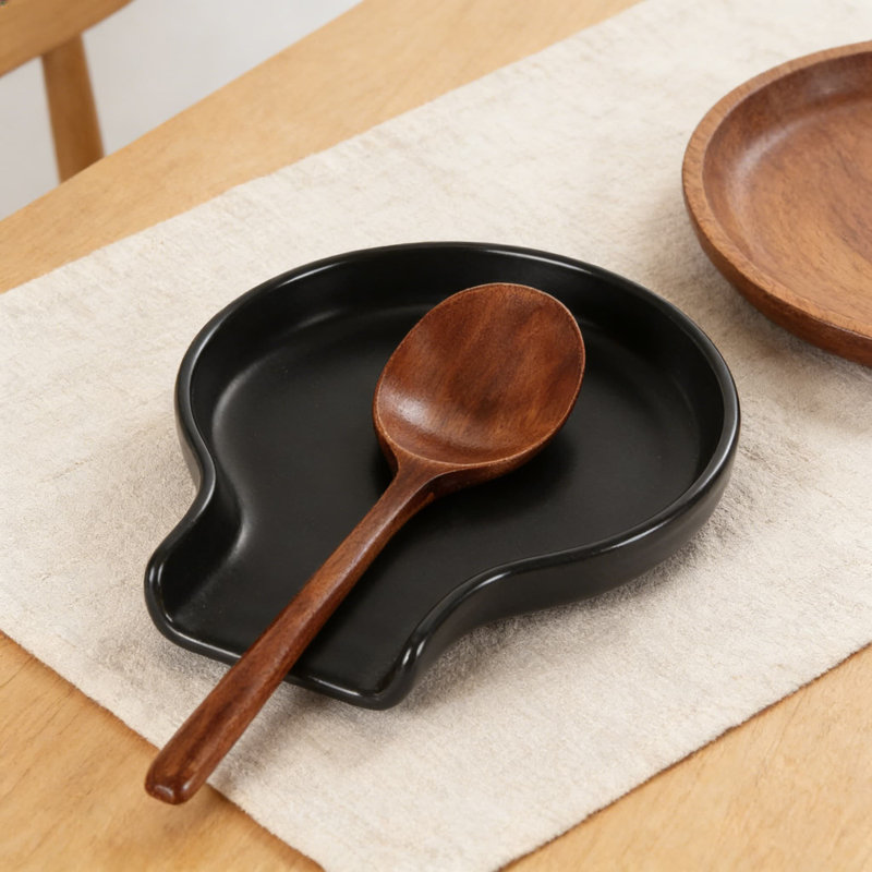 Grand porte-cuillère en céramique pour la surface de cuisson et le comptoir, porte-ustensiles de cuisine antiadhésif résistant à la chaleur avec un design stable, facile à nettoyer
