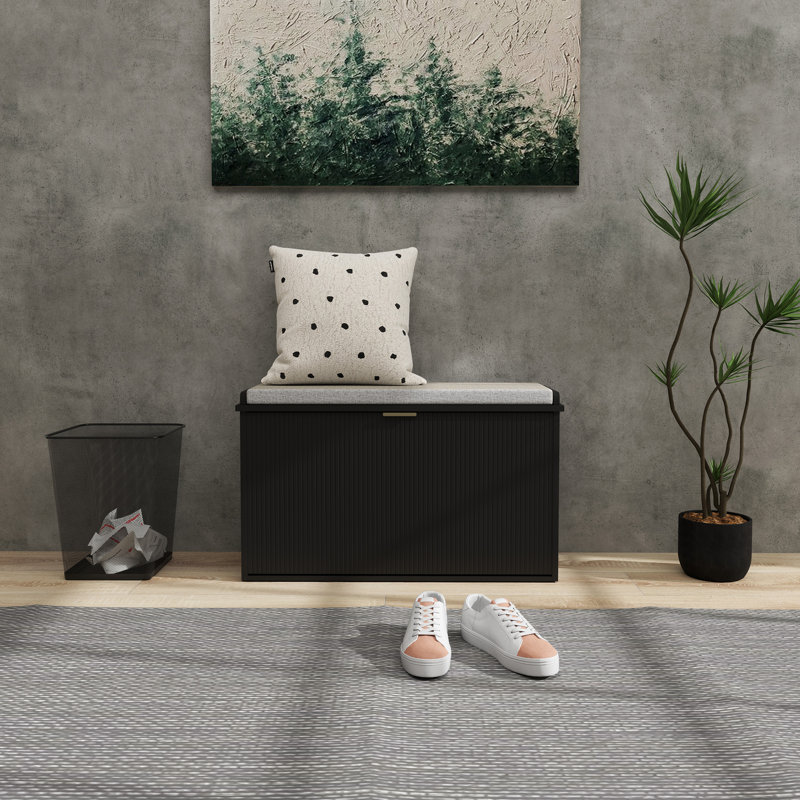 Shoe Bench With Padded Seat Cushion And Flip-Drawer, Entryway Bench Holds Up To 265Lb, Shoe Cabinet, 31.5X10.2X18.7 Inches