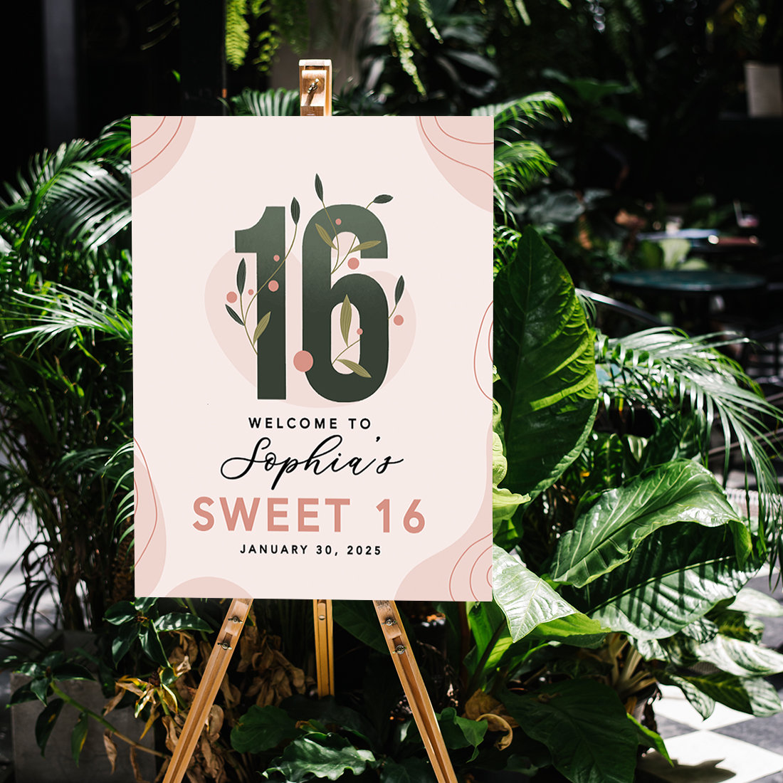 Koyal Wholesale Large Custom Sweet 16 Welcome Sign, Abstract Boho