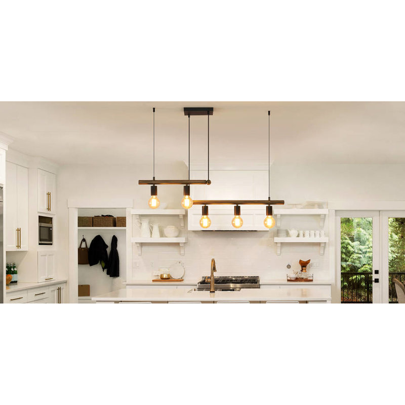 50W Max 5- Foyer Pendant - Iron, Hand-Painted, Dimmable, No Bulb Dimmable Dining Area, E26 Base