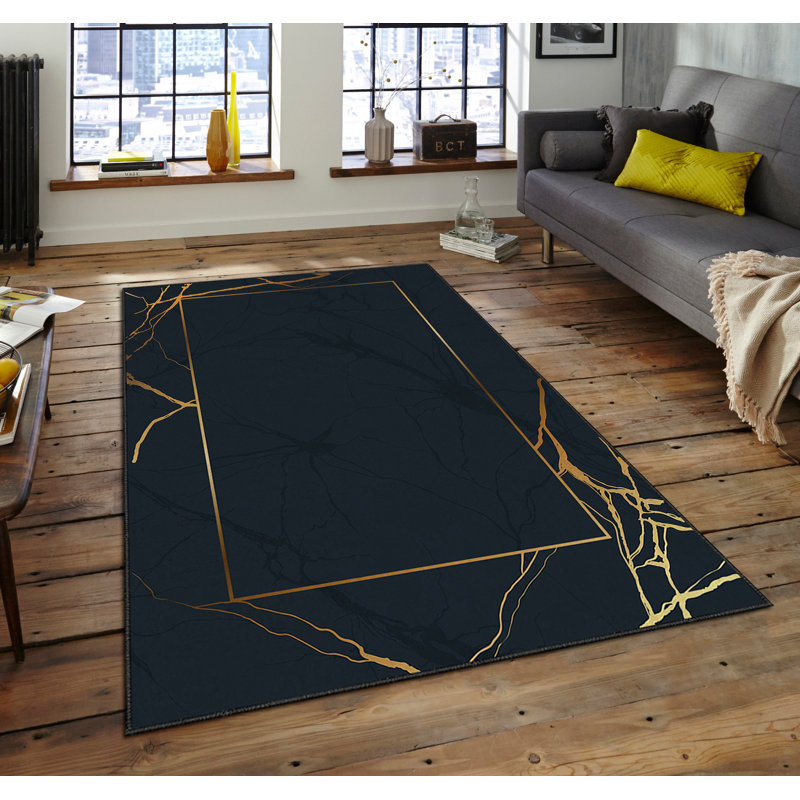 Luxurious Area Rug, 100% Polyester, 5.9 x 9.2 Feet | 740 g/m² Weight, Non-Slip Felt Dot Underside, Easy Clean Velvet Fabric, 0.08 in Pile Height | Machine Washable, Perfect for Living Room & Bedroom Décor