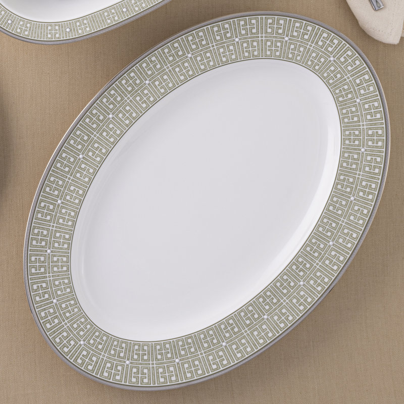 Noritake Infinity Oval Platter, 16", Green Platinum