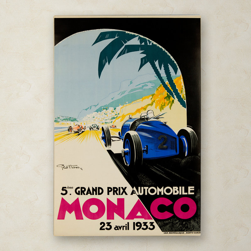 « course 4 », affiche rétro sur toile tendue, H 32 po x l 22 po x P 2 po