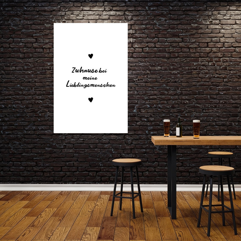 Zuhause Lieblingsmenschen Hearts Minimalist Modern Architecture Wall Art Print, 60" H x 40" W