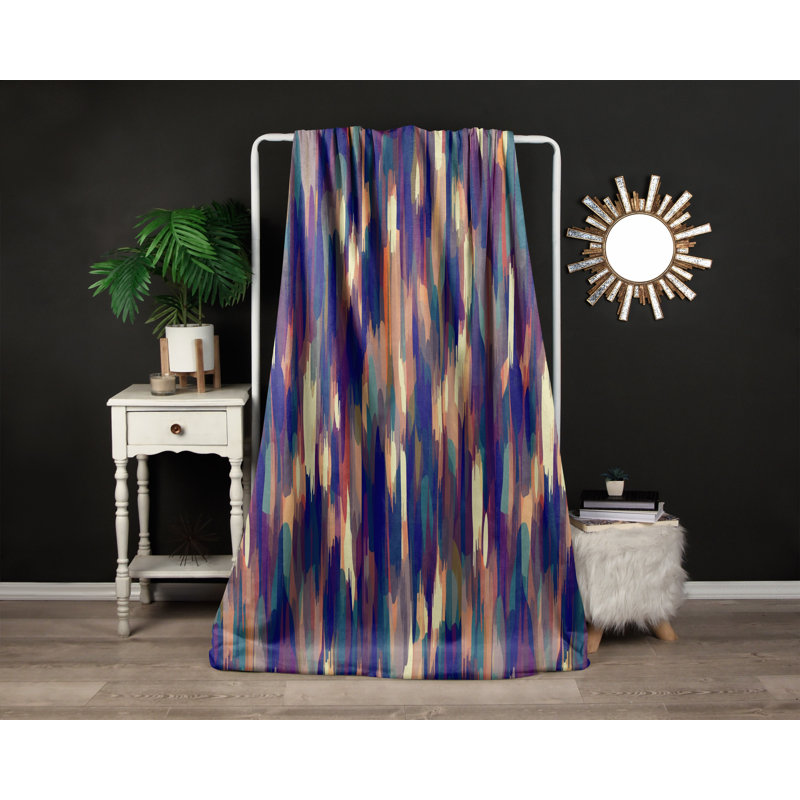 Throw Blanket, 68" W x 80" L, Abstract, Dark Blue/Orange