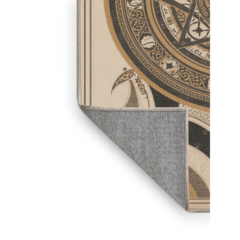 Tapis marocain d'inspiration mondiale Benson lavable à la machine - reliure beige, 3 x 5