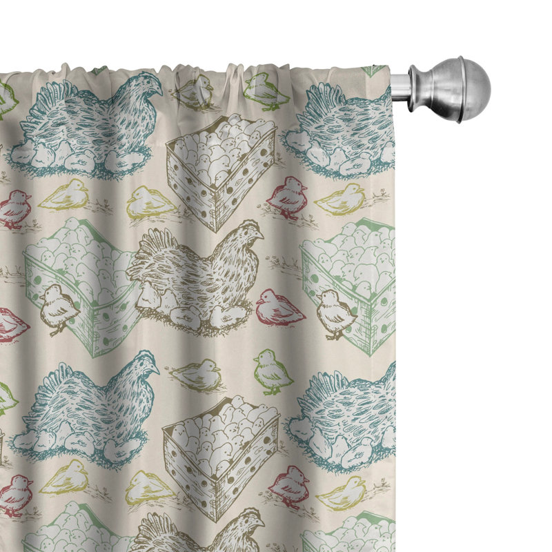 Hen and Chicks Semi-Sheer Rod Pocket Curtain Panels, 28" x 95"