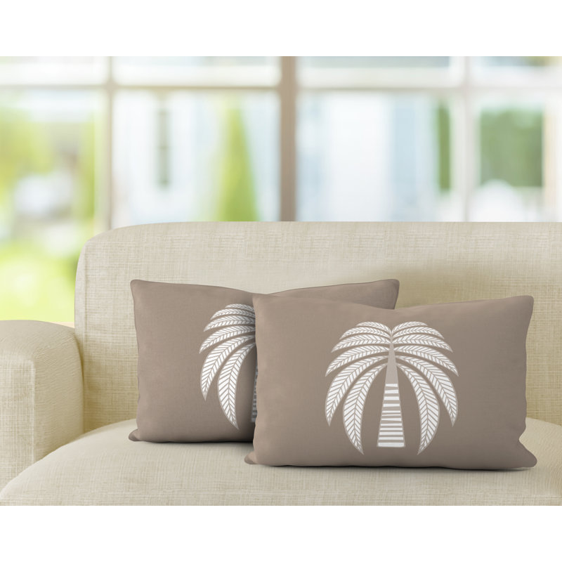 Polyester / Mélange de polyester Housse de coussin rectangulaire intérieure / extérieure lombaire et insert, Beige