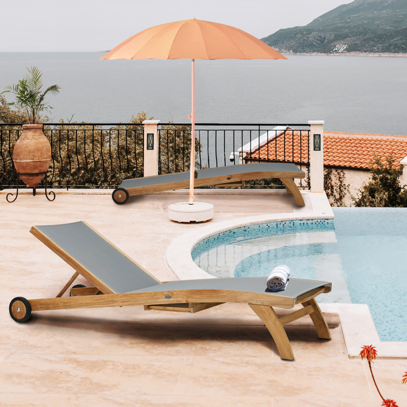 Parmele Outdoor Teak Chaise Lounge
