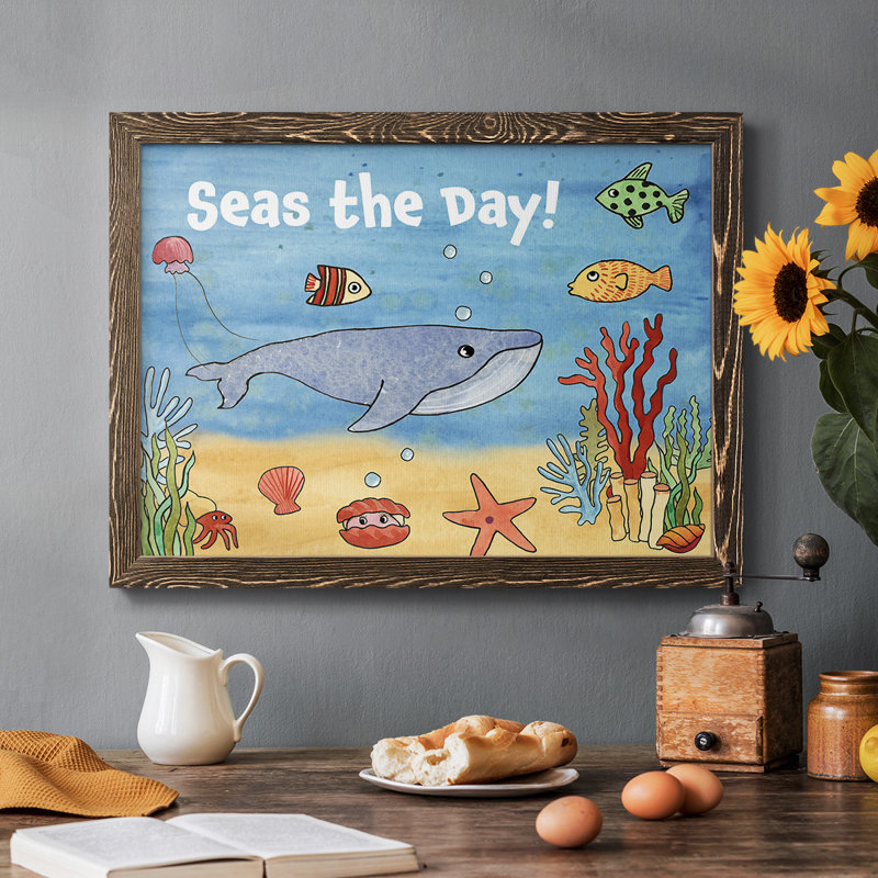 " Cute Sea Creatures II ", 22" H x 32" W, Walnut