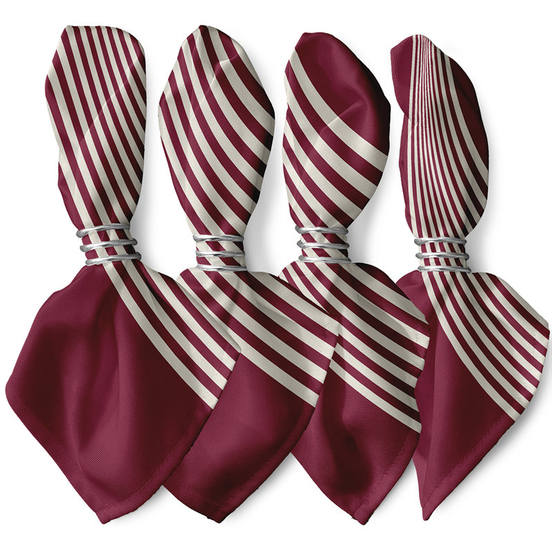Krystl Polyester Striped Square Napkin, Red
