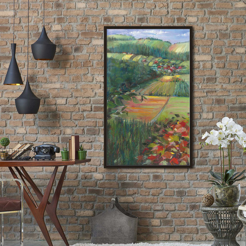 Country Fields par Carol Rowan - Peinture, Cadre flottant espresso, H 51,5 po x l 31,5 po x P 2 po