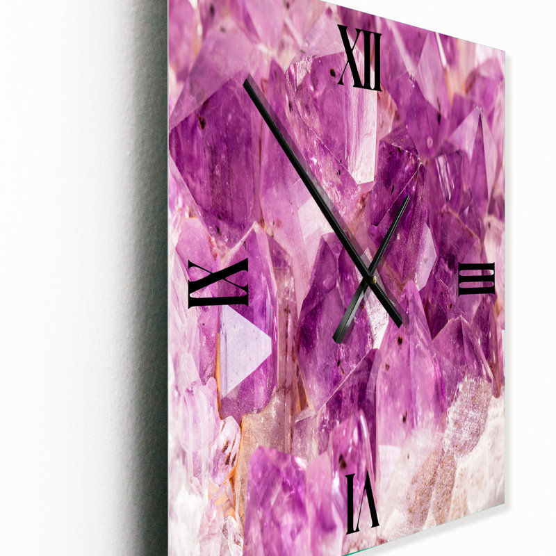 Horloge murale abstraite mauve en métal mauve, Petit