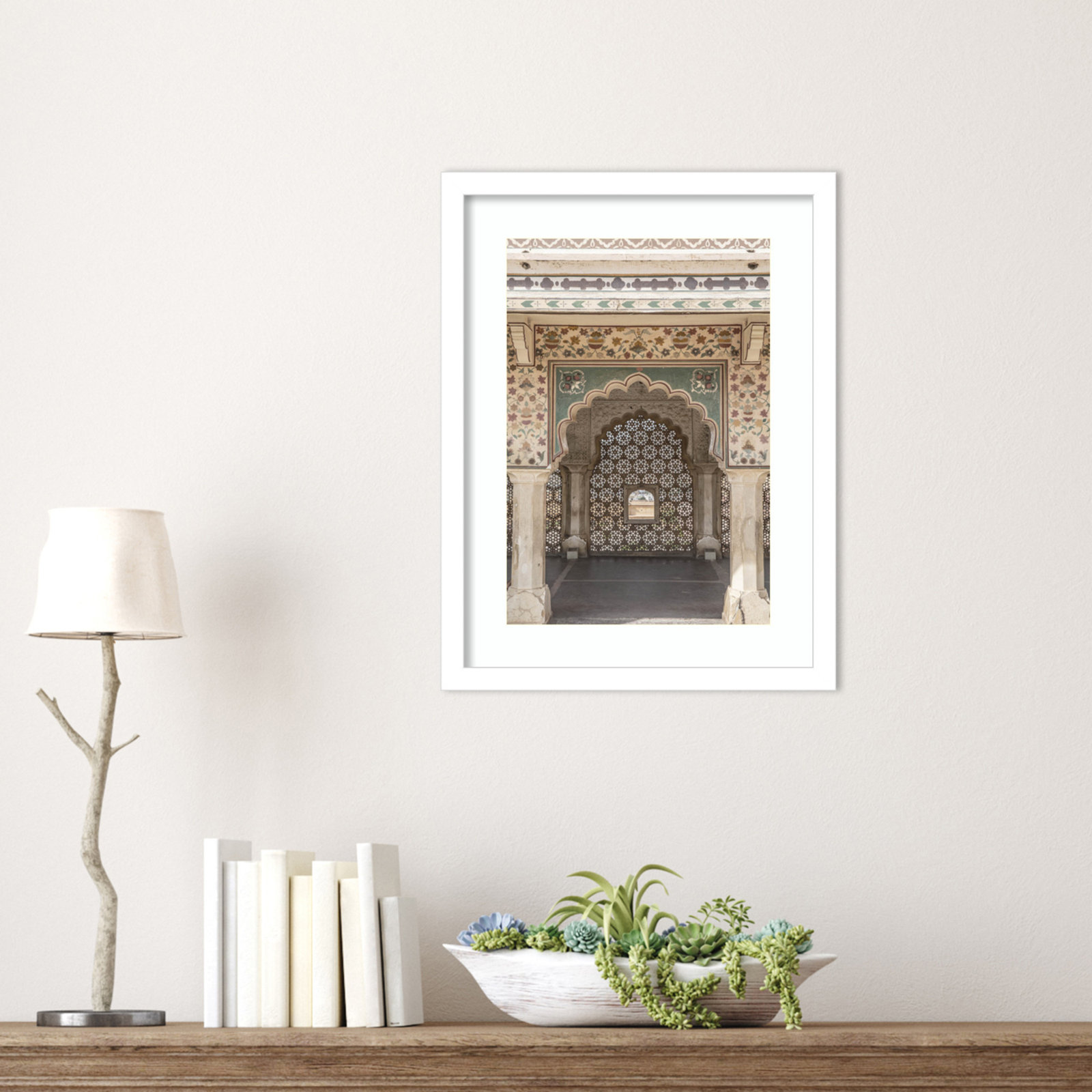 Daisey "Desert Palace" Print, White , 17" H x 13" W
