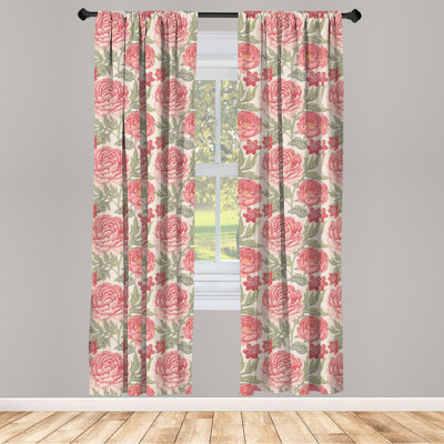 Floral Semi-Sheer Rod Pocket Curtain Panels