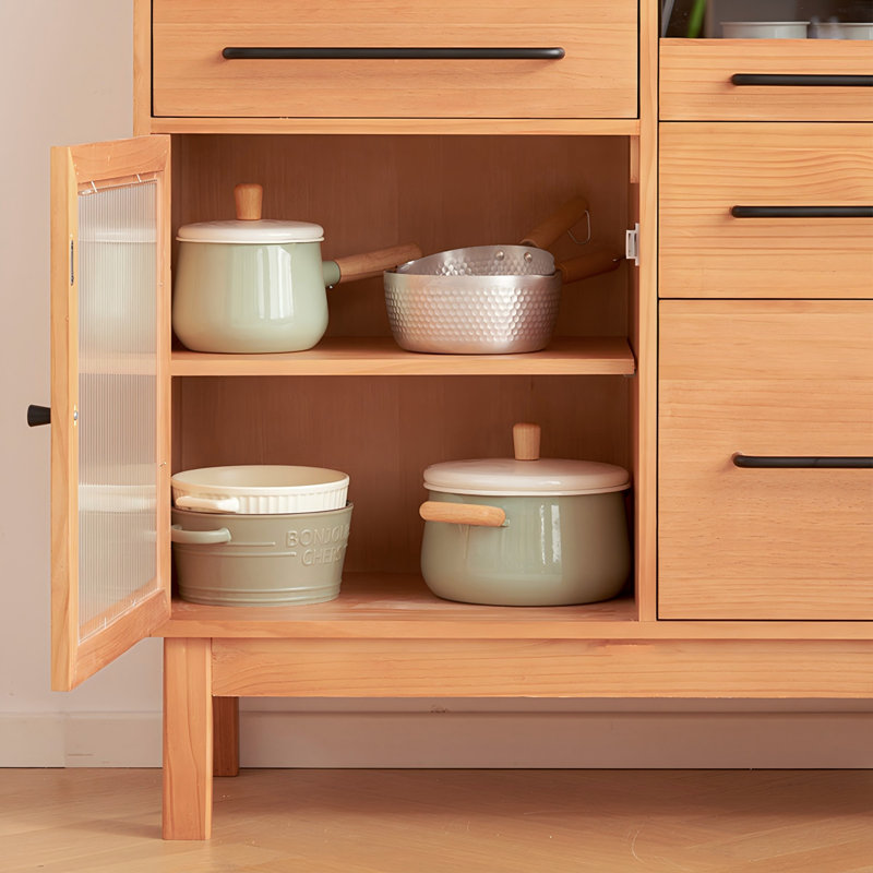 33.46"Solid Wood Pine Brown Sideboard
