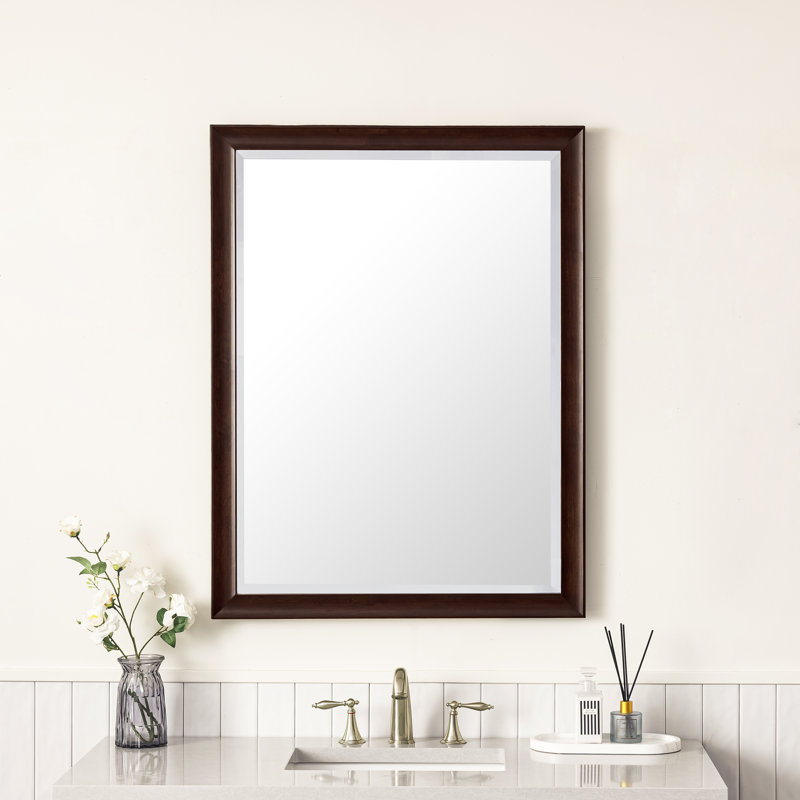 Glenbrooke Solid Wood Wall Mirror, Burnished Mahogany, 40" x 30"