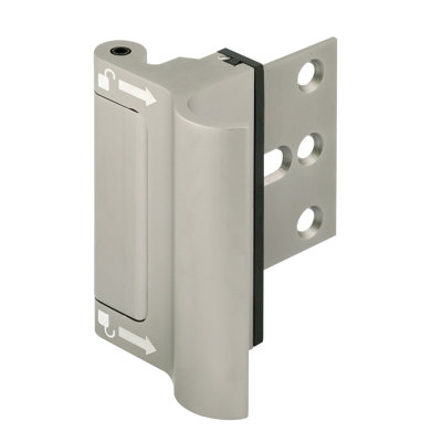 New and Improved Door Reinforcement Lock, Solid Brass, Satin Nickel with Integral Pull (Single Pack)