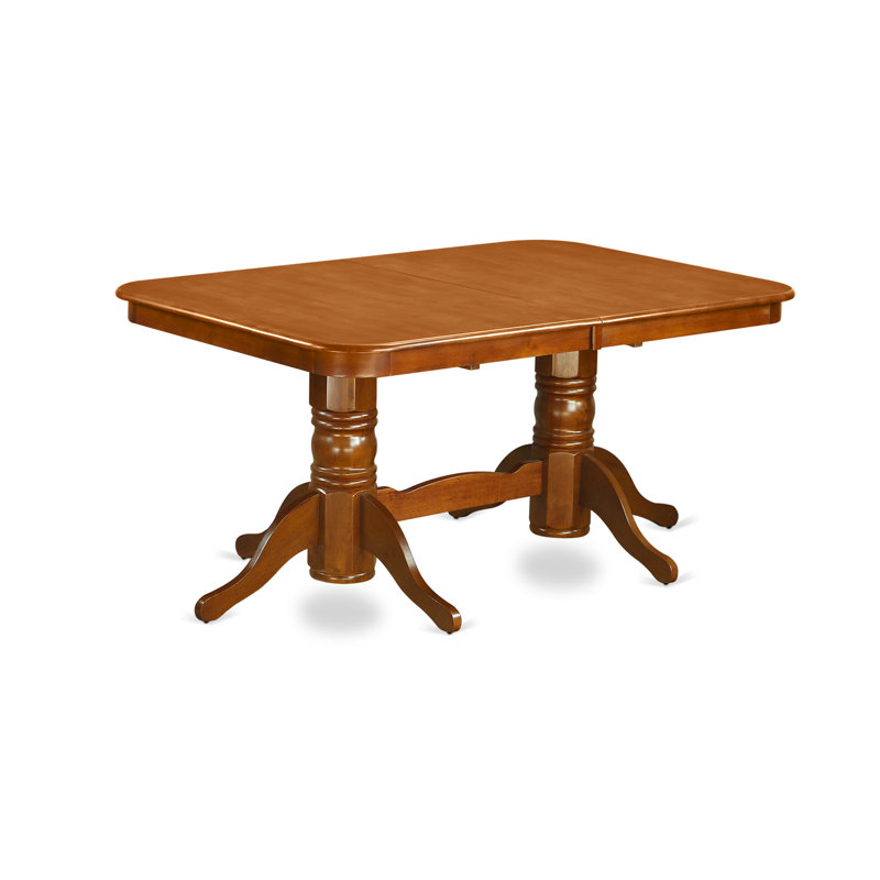 7 Piece Dinette Set Consist of a Rectangle Dining Room Table with Butterfly Leaf and 6 Linen Fabric Kitchen Dining Chairs, Saddle Brown