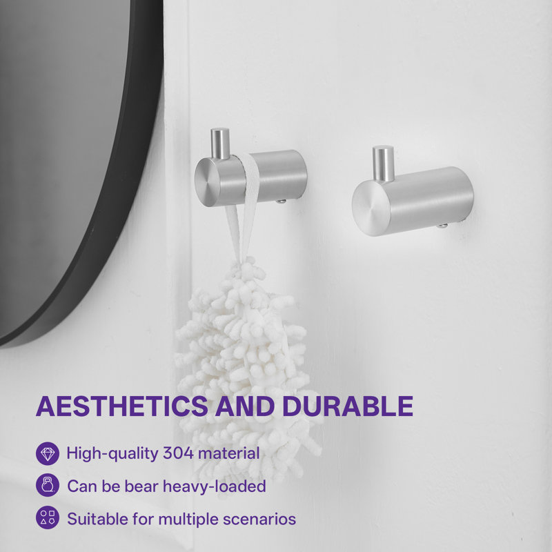 4-Piece Bath Hardware Set With 24 In. Towel Rack, Toilet Paper Holder And Towel Hook In Brushed Nickel, Brushed Nickel