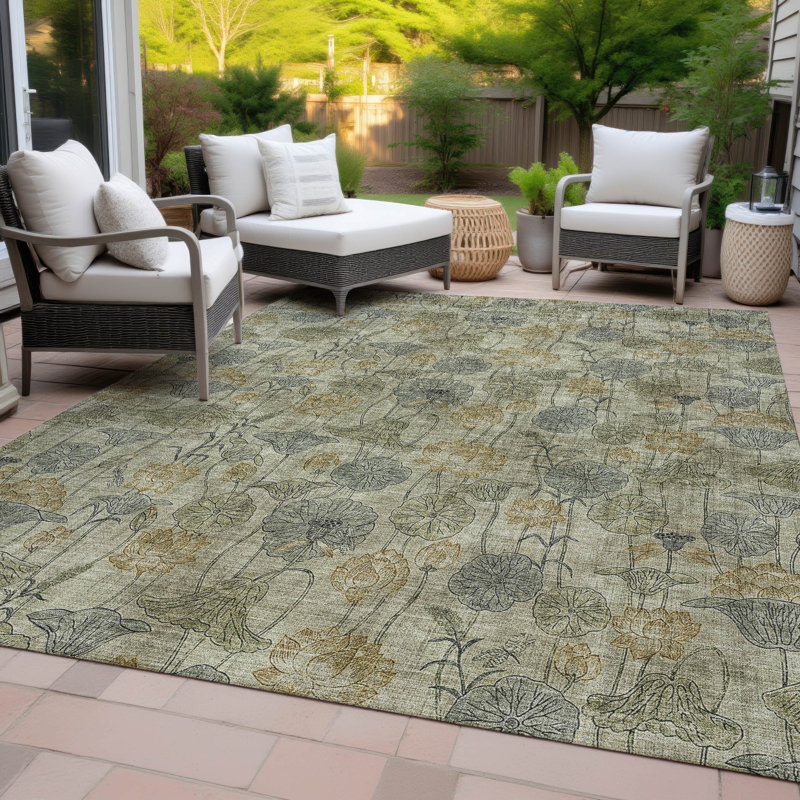 Machine Washable Indoor/Outdoor Jocelyn ACN2128 Floral Rug, Rectangle 5' x 7'6"