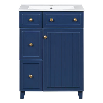 Élégant meuble-lavabo avec rangement pratique et lavabo en céramique