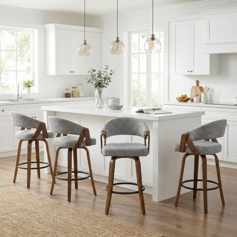 Providence Upholstered Swivel Counter Stool, Gray