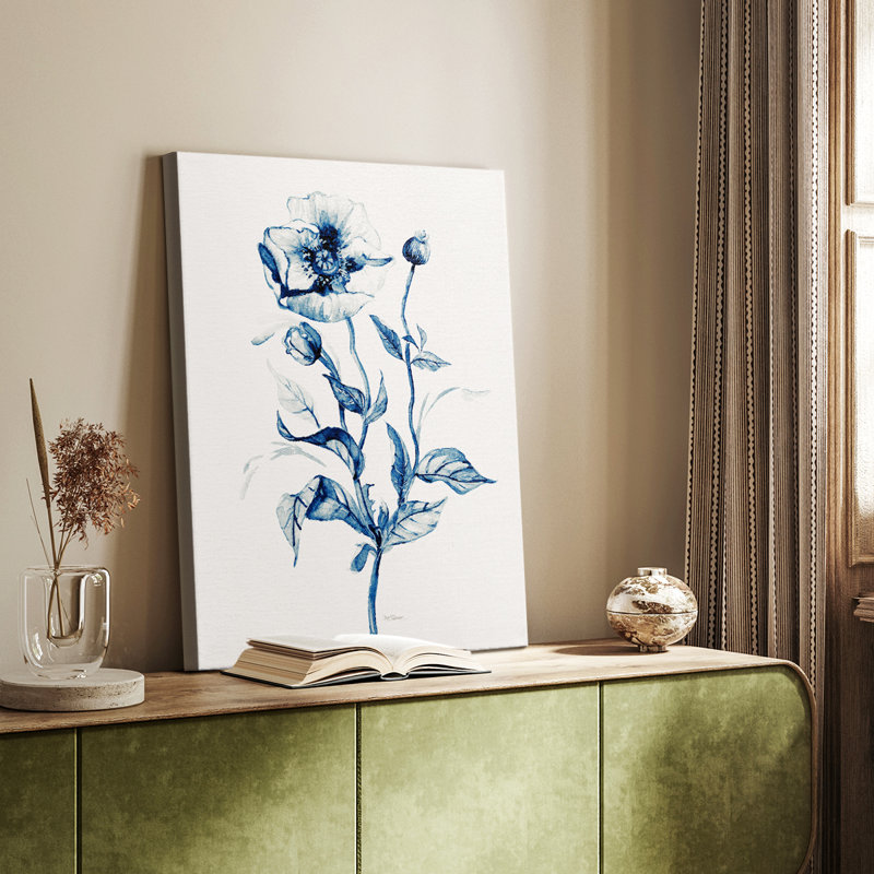 Indigo Wild Roses II -Galerie enveloppée Cavas, H 18 po x l 12 po