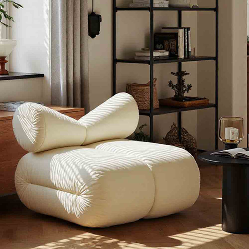 Chaise de loisir simple à motif crème avec nœud., Beige