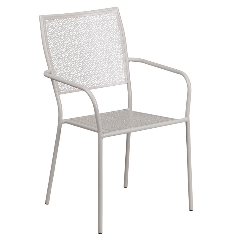 Donley 30'' Round Indoor-Outdoor Folding Patio Table Set with 2 Square Back Chairs, Light Gray