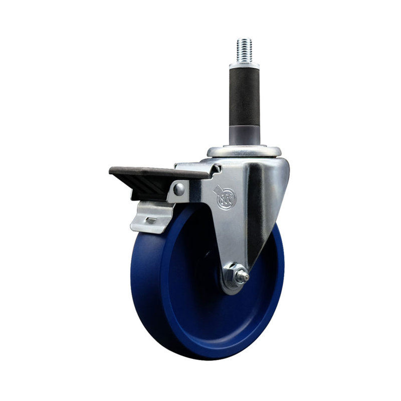 Roulettes pivotantes solides en poly 1 pouce avec frein SCC