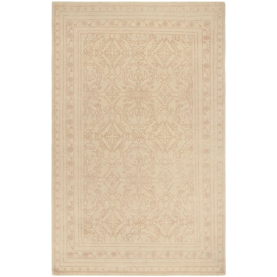 Exmouth Hand-Knotted Silk/Wool Cream Area Rug