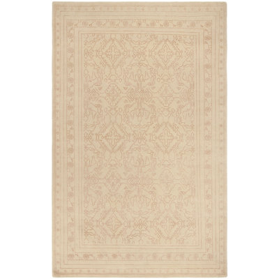 Nepalese Hand-Knotted Cream/Pink Area Rug