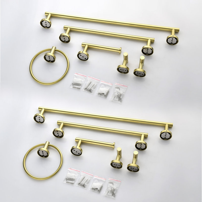 Ensemble de quincaillerie de salle de bain 12 pièces, Or brossé