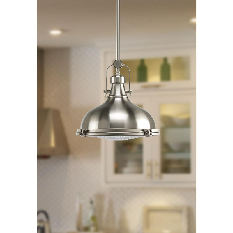 1 - Light LED Pendant, Brushed Nickel