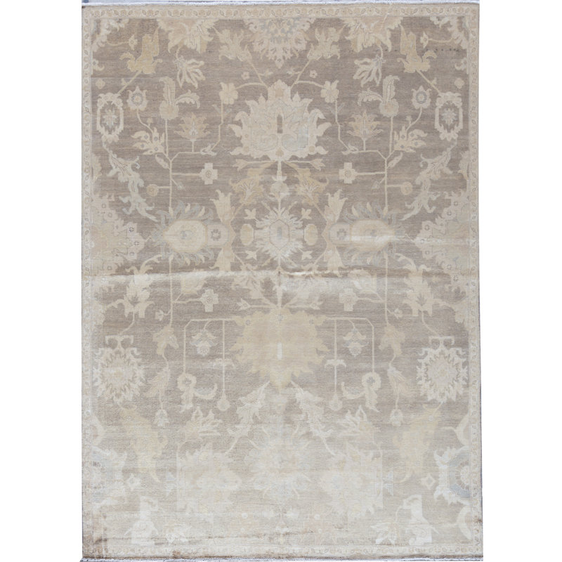 Tapis brun et brun de haute qualité noué à la main