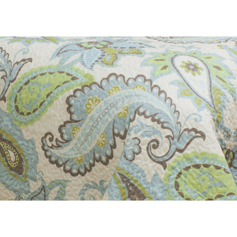 Traditional Polyester Paisley Quilt, King Quilt + 2 Shams