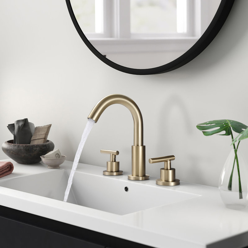 Widespread 2-handle Bathroom Faucet, Brushed Gold