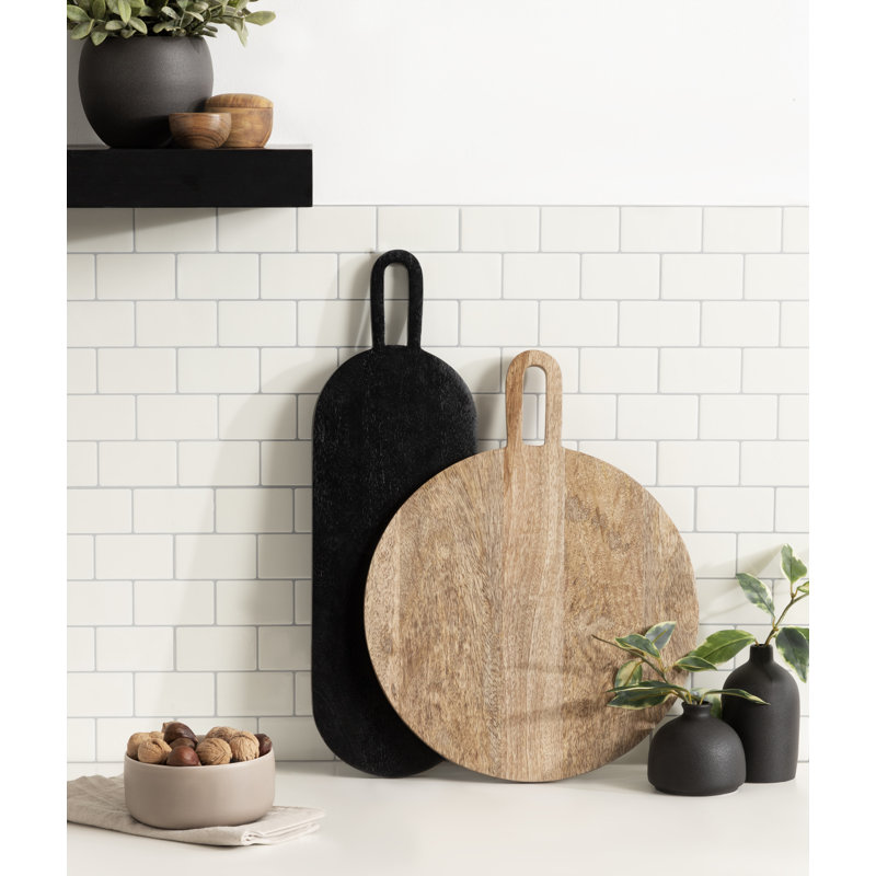 Plateau en bois massif Crosston - ensemble de 2, Noir/naturel