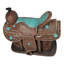 Figurine décorative de selle western, centre de table, similicuir travaillé, accents turquoise, 33 cm (L)