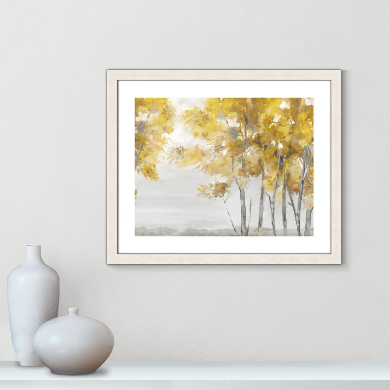 Jaune altruiste - Art encadré autoportant, Cadre à grain de bois blanc, H 22 po x l 26 po x P 1,125 po