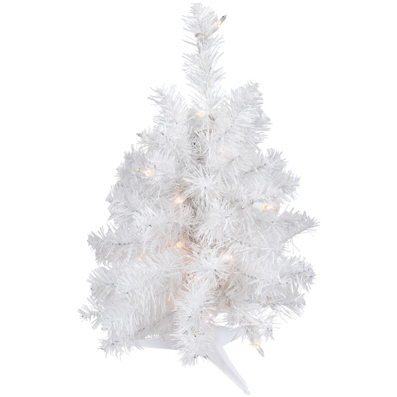 Arbre de Noël artificiel blanc moyen 18 po avec lumières claires