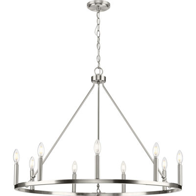 Joane 9 - Light Dimmable Wagon Wheel Chandelier