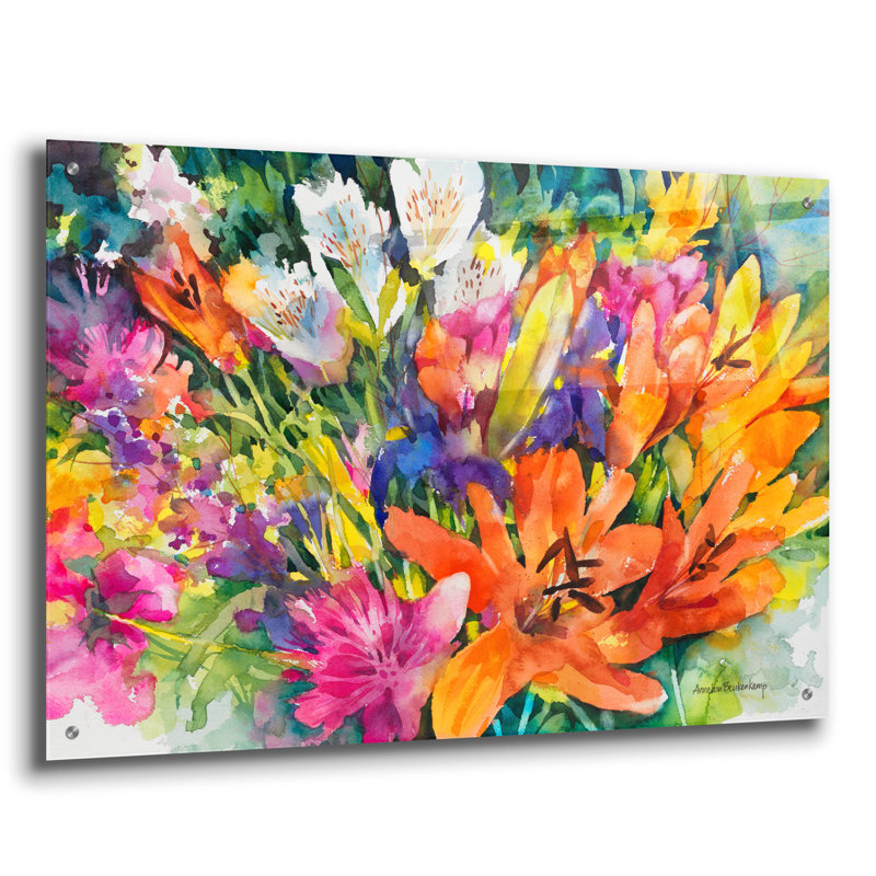 «Blooming Group» par Annelein Beukenkamp, art mural en verre acrylique, H 24 po x l 36 po x P 0,2 po