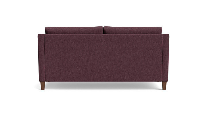 Vera Loveseat (70"), Walnut Finish (Angled), Performance Weave - Aubergine