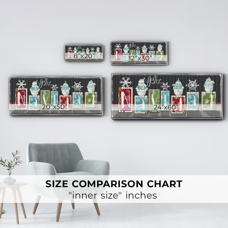 Navidad Blocks- Framed Canvas, 24" H x 60" W