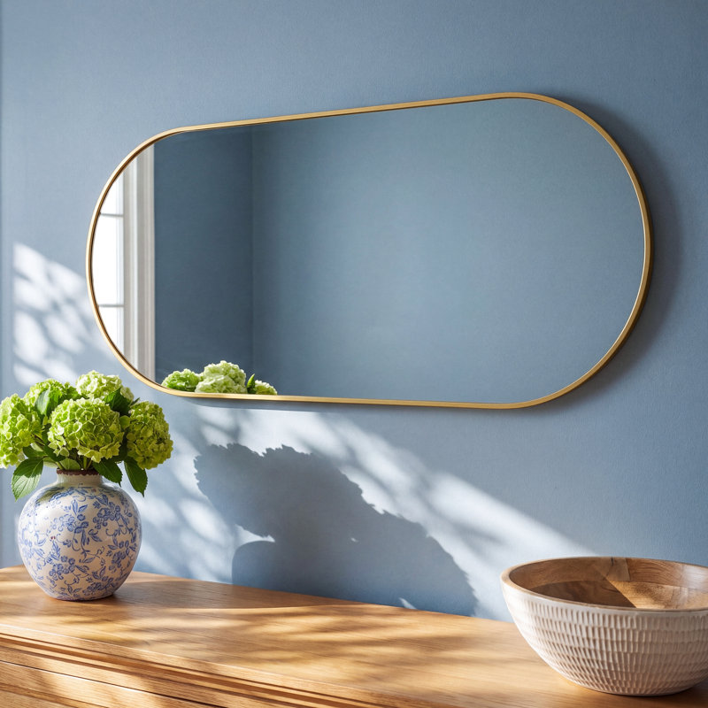 Elington Metal Oval Mirror, 60"  x 24" , Brass