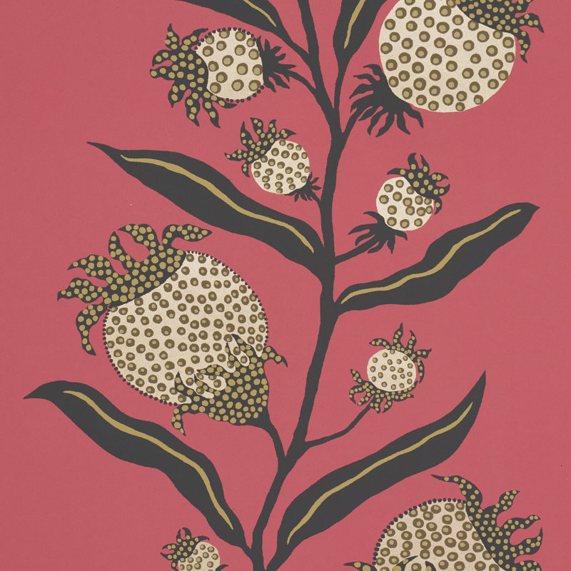 Schumacher x Marian Mcevoy Thistle Vine Wallpaper, Red/Gold